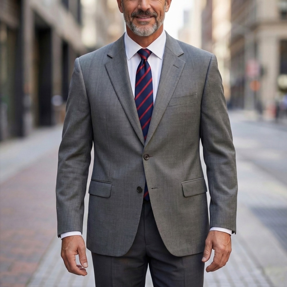 Hickey Freeman Loro Piana Super 130s Wool Blazer Gray Mens 42R Sport Coat USA‎